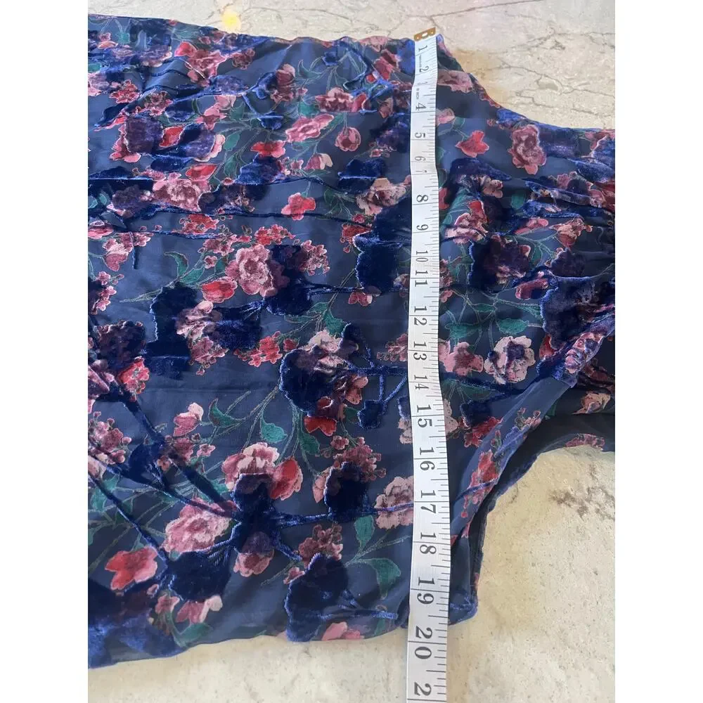 Tommy Hilfiger Navy Floral Velvet Detail Dress – Size 6 - Picture 5 of 7